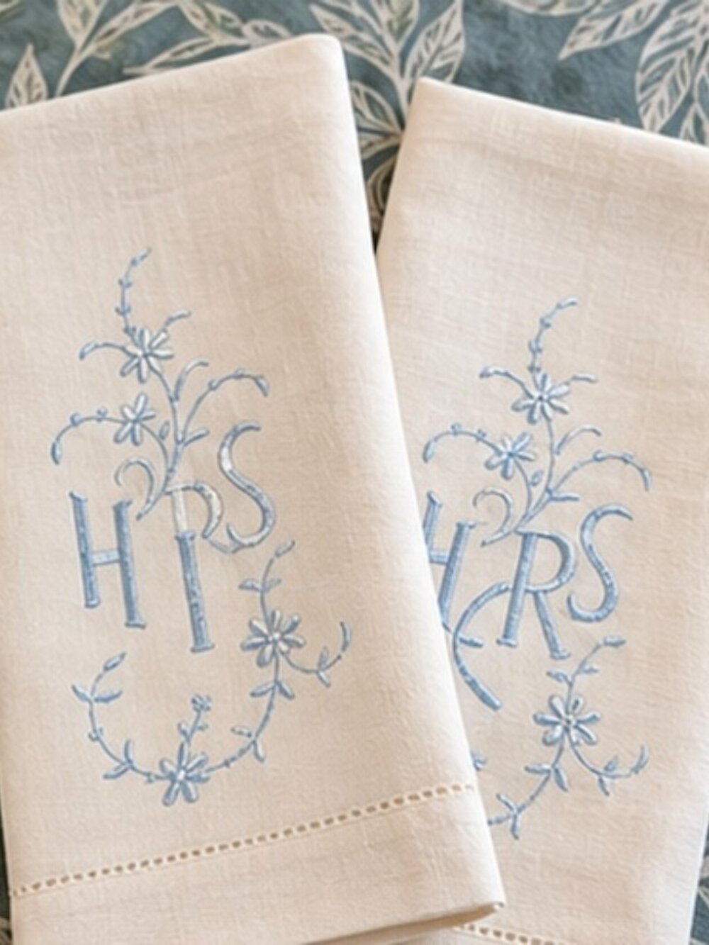 Vintage Lady Christina His & Hers Embroidered Table Napkins Set of 2